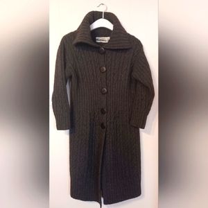 Aran crafts vintage Merino wool gray cable knit cardigan coat. Size small